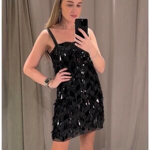 Zara Sequin Strap Mini dress Small Black
